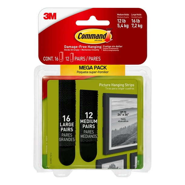 Decorate Damage-Free 17206BLK Medium Command Black Picture Hanging Strips